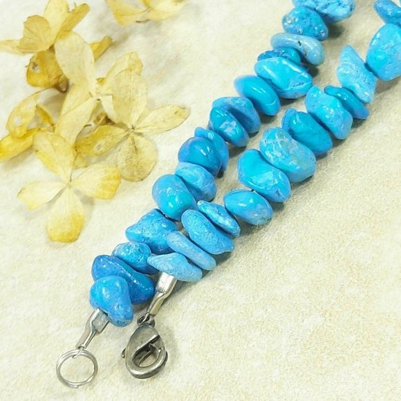Blue Stones Beaded Bracelet Natural Gemstones Beads Jewelry Jewel Trinket Gift - Picture 6 of 9